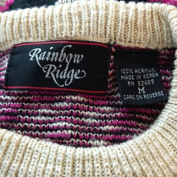 Rainbow Ridge black magenta and cream crew neck sweater - Picture 8 of 8